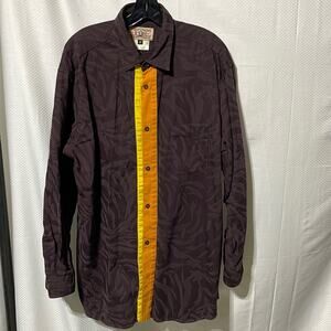 Vintage Gene Ewing Bis M burgundy animal print orange yellow placket EUC